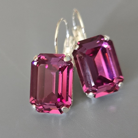 Austrian Crystal Earrings in Shiny Silver - Picture 4 of 8